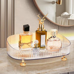 HASTHIP Perfume Organizer for Bathroom and Vanity with Golden Feet 27x18x6.5cm | Clear PET Tray