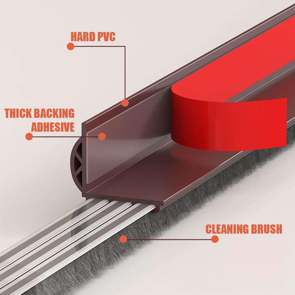 HASTHIP Door Draft Stopper 35 Inch for Interior and Exterior Doors with Brush Seal | Self Adhesive PVC Noise and Dust Blocker