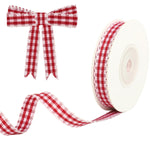HASTHIP Gingham Plaid Ribbon for Gift Wrapping and DIY Crafts featuring Refined Edge 1cm x 10 Yards | Red and White Checked Decor