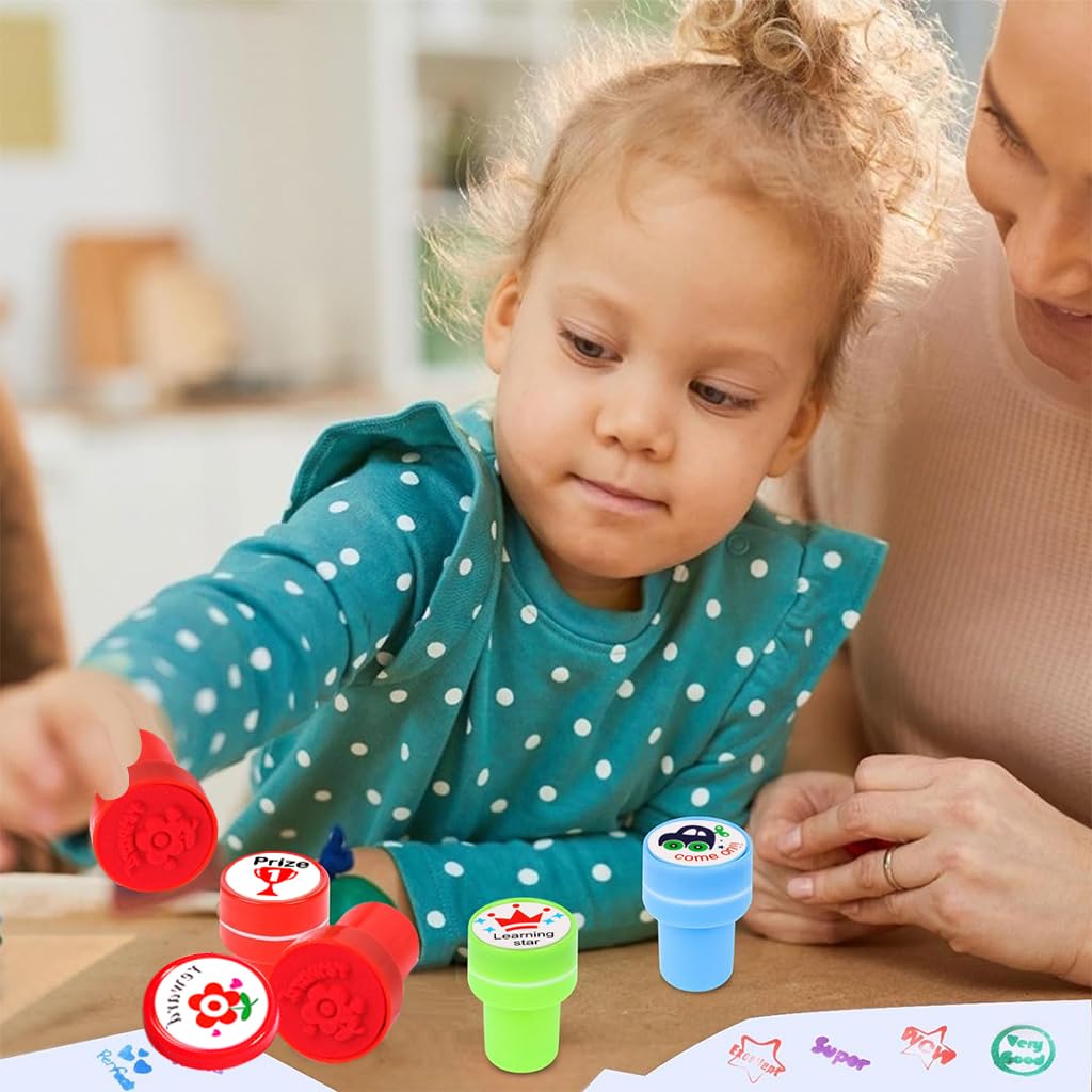 HASTHIP Kids Reward Stamps for Classroom Motivation featuring 20pcs Quick Dry Pre Inked Designs