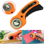 HASTHIP Roller Cutter for Fabric with 10pcs 45mm Alloy Steel Blades and Safety Lock | Ergonomic Handle for Sewing and Leather Craft
