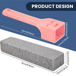 HASTHIP Pumice Stone Cleaning Brush for Bathroom with 2 Handles and 8 Replacements | Non Scratch Deep Scrubber for Toilet Bathtub and Tile