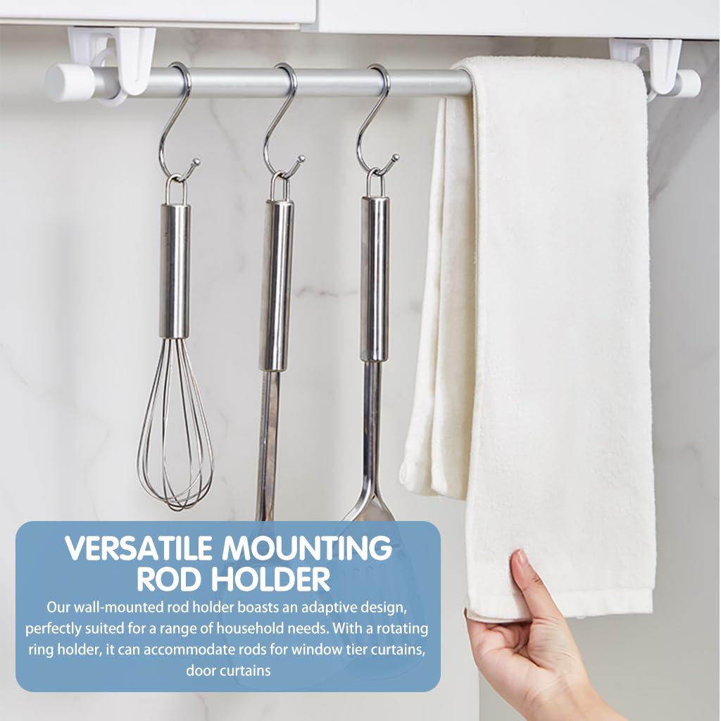 HASTHIP Curtain Rod Bracket for Wall and Shower Use featuring Rotating Round Hook | 6Pcs ABS Self Adhesive Holders