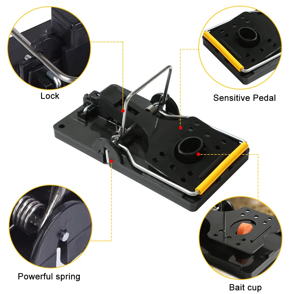 4Pcs Rat Traps House Garden Patio, Reusable Mouse Traps for Mice, Rats, Chipmunks, Squirrels, Hamsters and Other Rodents, Quickly Slam Rat Killer for Indoor and Outdoor (Large)