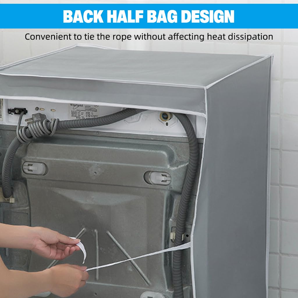 HASTHIP Washing Machine Cover for Top Load Washers with Zipper Access 56x60x83cm | Black Dustproof PEVA