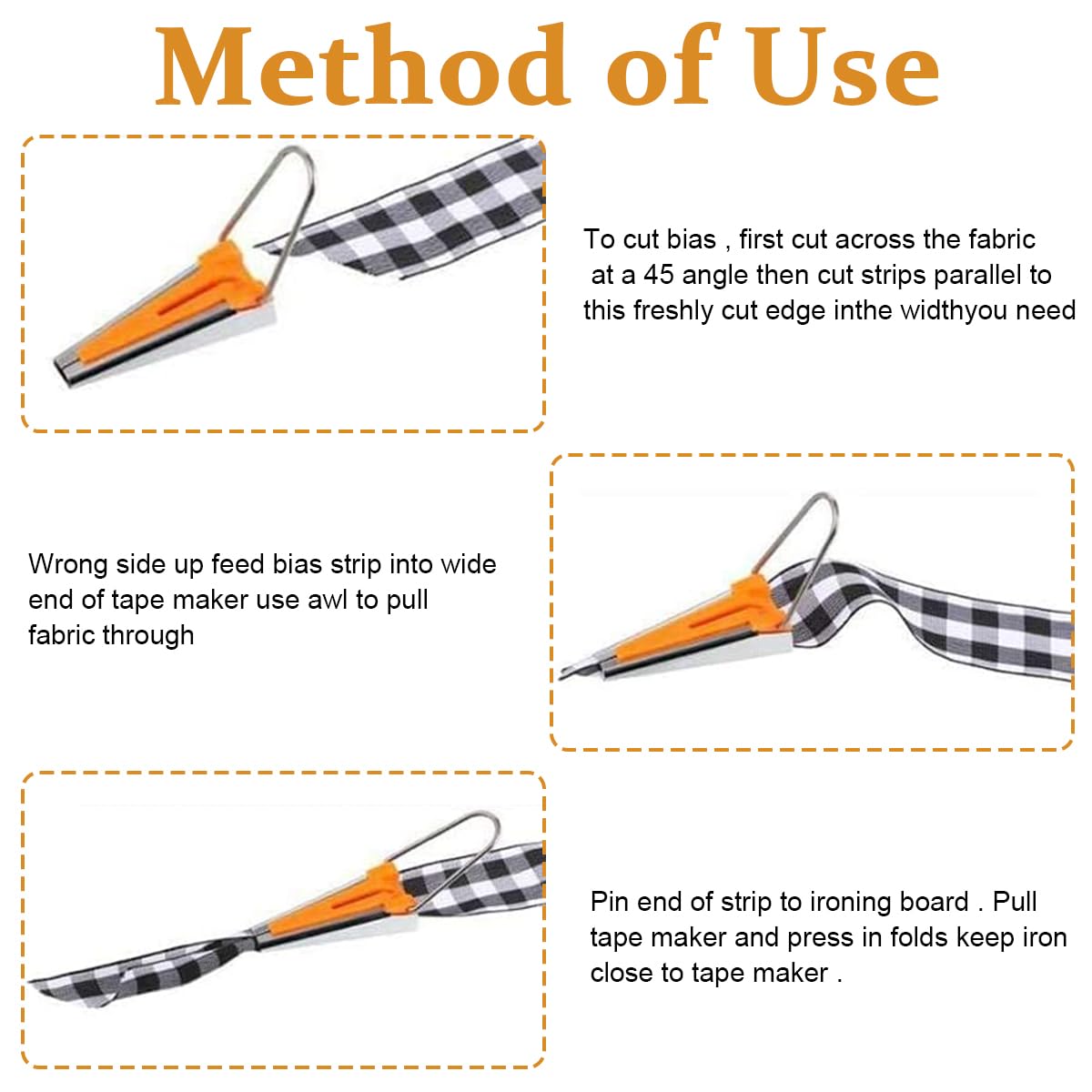 HASTHIP Bias Tape Maker Set for Fabric Sewing and Quilting featuring 5 sizes 1/4 to 1 inch