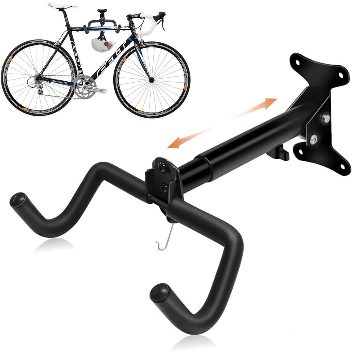 HASTHIP® Bicycle Wall Mount Stand, Heavy Duty BikeHanger for Home & Garage, Foldable Retractable Wall Mounted Rack Cycle Hanger Mount Rack for Indoor & Outdoor Storage Hanging Stand MTB Cycle