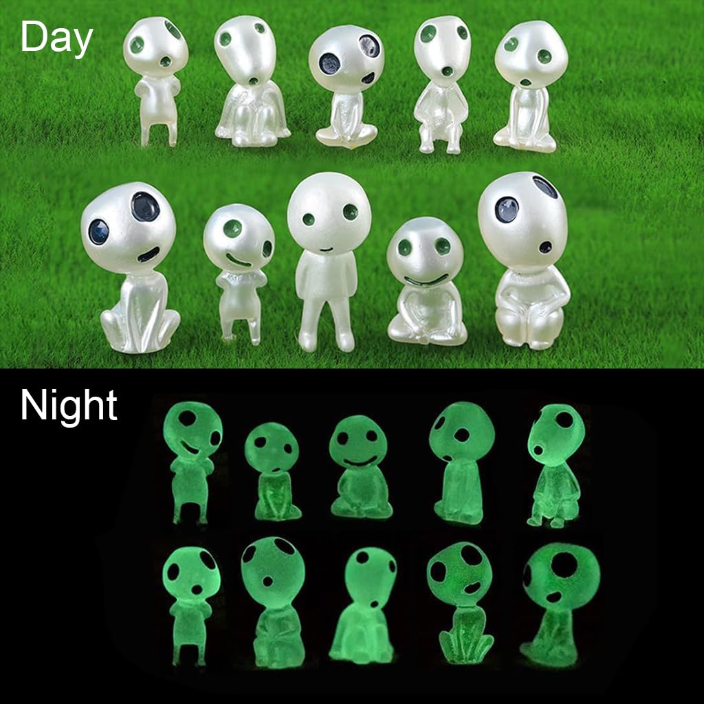 HASTHIP Glowing Mini Alien Figurines for Planters and Terrariums with Luminescent PVC | 10 Pcs Set