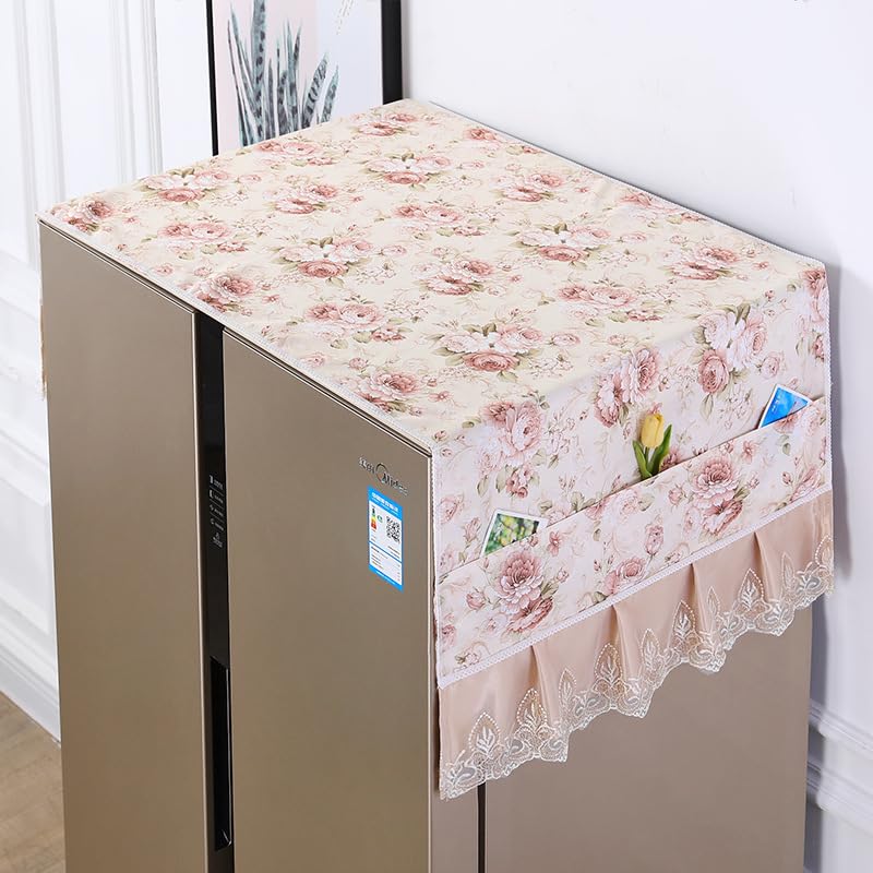 HASTHIP Fridge Cover for Kitchen Use with Pockets and Floral Print | Universal Fit 70x170cm