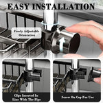 HASTHIP Kitchen Sink Organizer for Faucet with Pull Out Drip Tray and Screw Fixed Mount | Aluminum Storage Rack