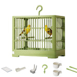 HASTHIP® Travel Bird Cage Portable Carrier, Lightweight Transparent Small Parrot Cage with Perch & Feeder, Foldable Pet Bird Carrier for Parakeets, Budgies, Cockatiels, Lovebirds, Conures