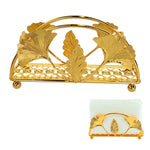 HASTHIP Napkin Holder for Dining Table with Elevated Base Design 13x3x6.5cm | Golden Ginkgo Leaf Metal Ornament