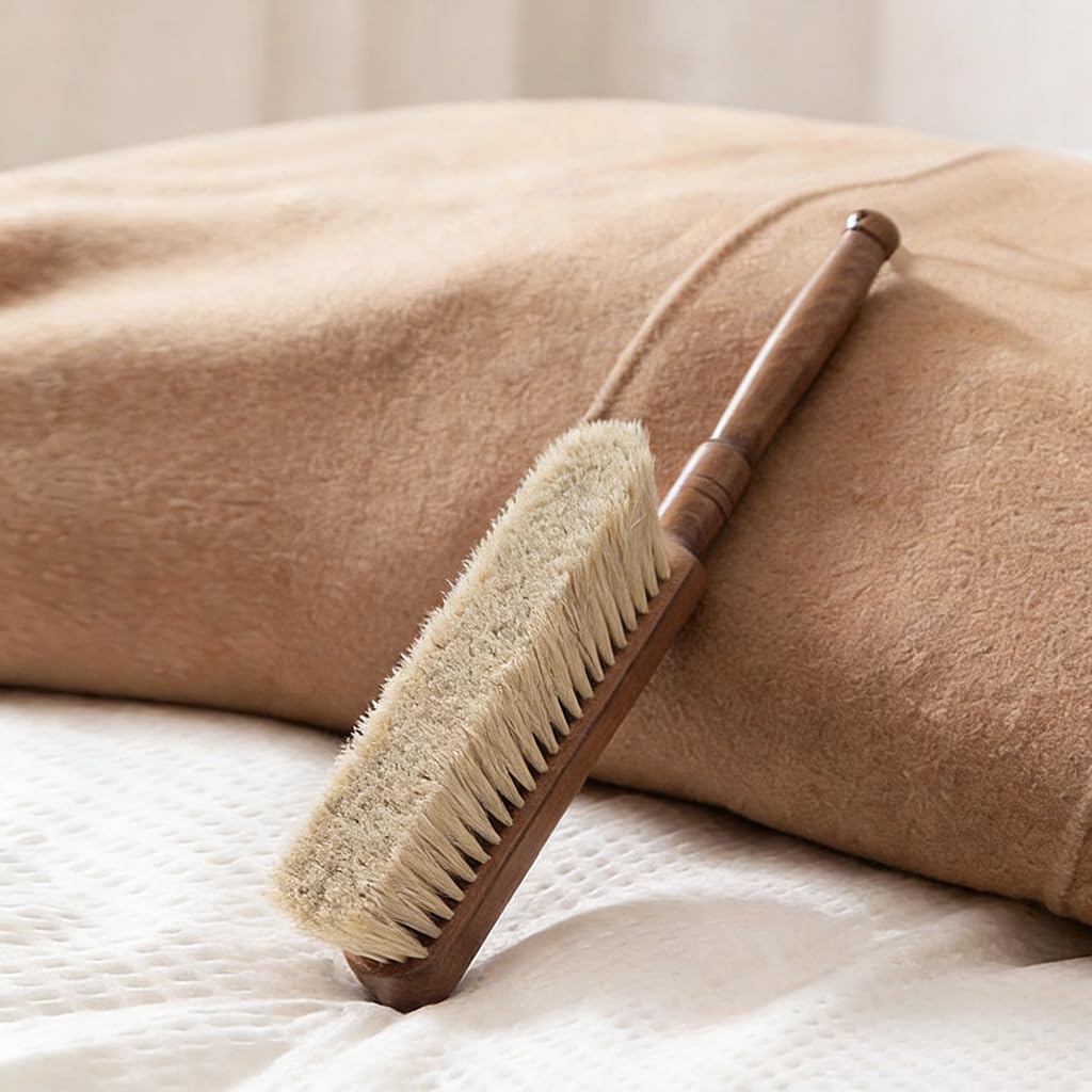 HASTHIP® Clothes Brush with Wooden Handle, 29cm /11'' Natural Soft Bristle Fabric & Upholstery Cleaning Brush, Lint Dust Pet Hair Remover for Clothing, Sofa, Bedding & Home Cleaning