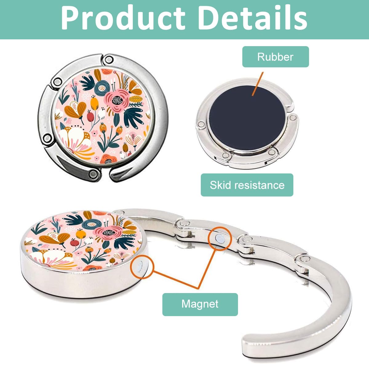 HASTHIP Desk Bag Hanger for Table and Office Use featuring Folding Hook Design | 3Pcs Aluminum Alloy Set