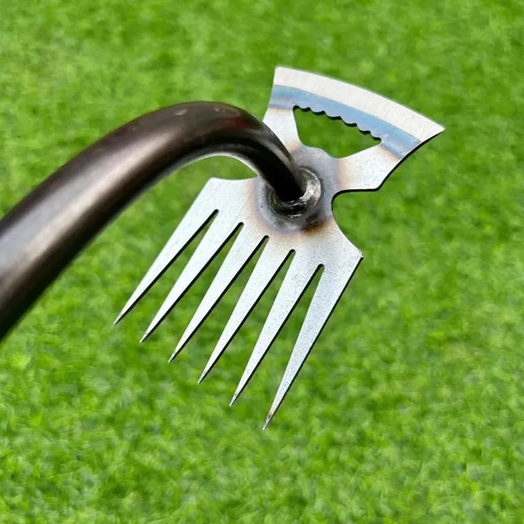 HASTHIP Weeder Hand Tool for Garden Weeding with 6 Claws Steel Head and Rubberized Handle | 40cm Manual Weed Puller for Lawn and Plant Pot