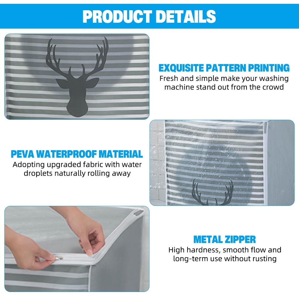 HASTHIP Washing Machine Cover for Top Load Washers with Zipper Access 56x60x83cm | Black Dustproof PEVA