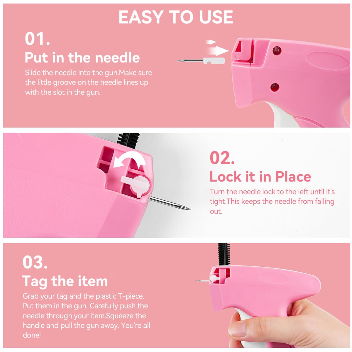 HASTHIP® Quick Clothing Stapler Handheld Sewing Machine Quilt Tacking Gun Micro Stitching Machine Tagging Stitch Tool Kit for Clothing, Quilting, Tailoring