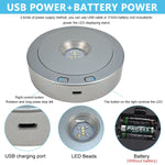 HASTHIP Rotating Display Stand for Crystal Crafts with 8 Light Modes and USB or Battery Power | 360° LED Turntable Base