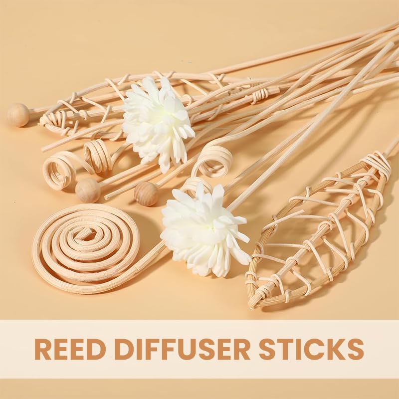 HASTHIP Reed Diffuser Sticks for Home and Office with 12Pcs 9.8 in Natural Rattan | Even Aroma Release