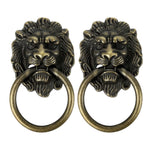 HASTHIP® 2 Pack Lion Head Drawer Pull Handles, Antique Bronze Metal Knobs with Rings for Dresser, Cabinet, Jewelry Box, Furniture Hardware 2 x 3.55 Inch