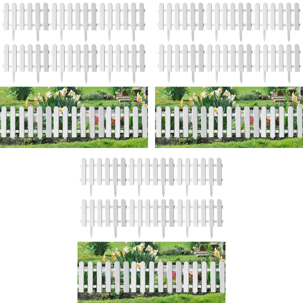 HASTHIP Garden Fence for Outdoor Borders with Connectable Design 18PCS 50x30cm White PVC | Decorative Plant Partition for Flower Bed and Porch