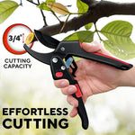 HASTHIP Gardening Scissor for Lawn and Potted Plants with Ratchet Mechanism and SK5 Blade | Ergonomic Handle 3/4 in Branch Cutter