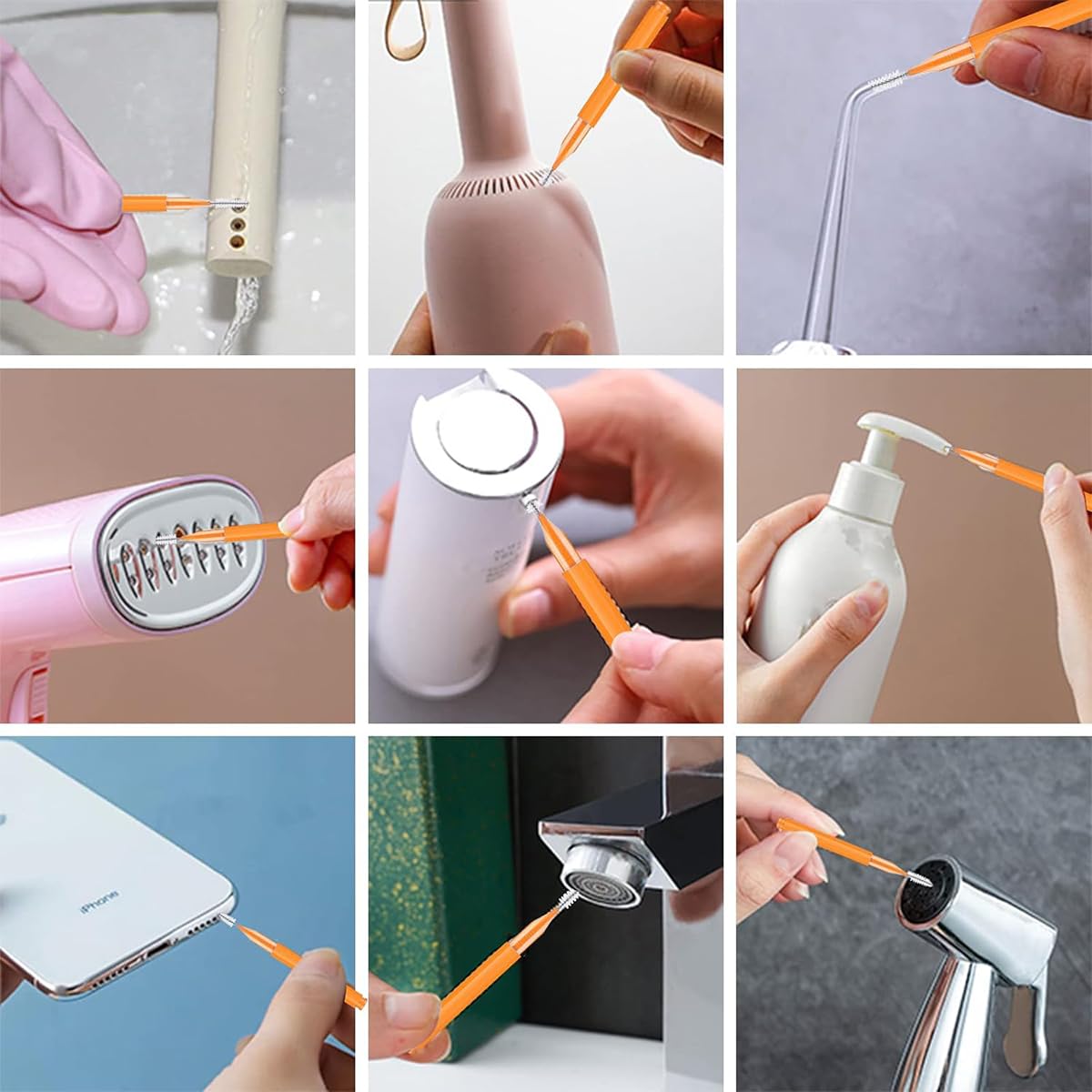 HASTHIP Shower Head Cleaner Tool for Unclogging Nozzles with 10 Fine Nylon Brushes | 4.3 in Detail Cleaning Set