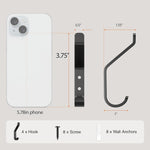 HASTHIP® 4Pcs Wall Hooks Hat Hooks Garment Hanger Hooks Coat Hooks Dual-hook Design Modern Minimalist Cast Iron Wall Mount Hooks with Screws Kit, Versatile Wall Hooks for Entryway, Wall, Room, Kitchen