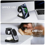 HASTHIP® Upgraded 3 in 1 Wireless Charger, Charger Cradle, Luminous Foldable Wireless Charging Cradle, Compatible with Charger & 16/15/14/13/12