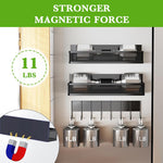HASTHIP Magnetic Kitchen Organiser for Fridge with 10 in 1 Hook Rack and 3 Metal Baskets