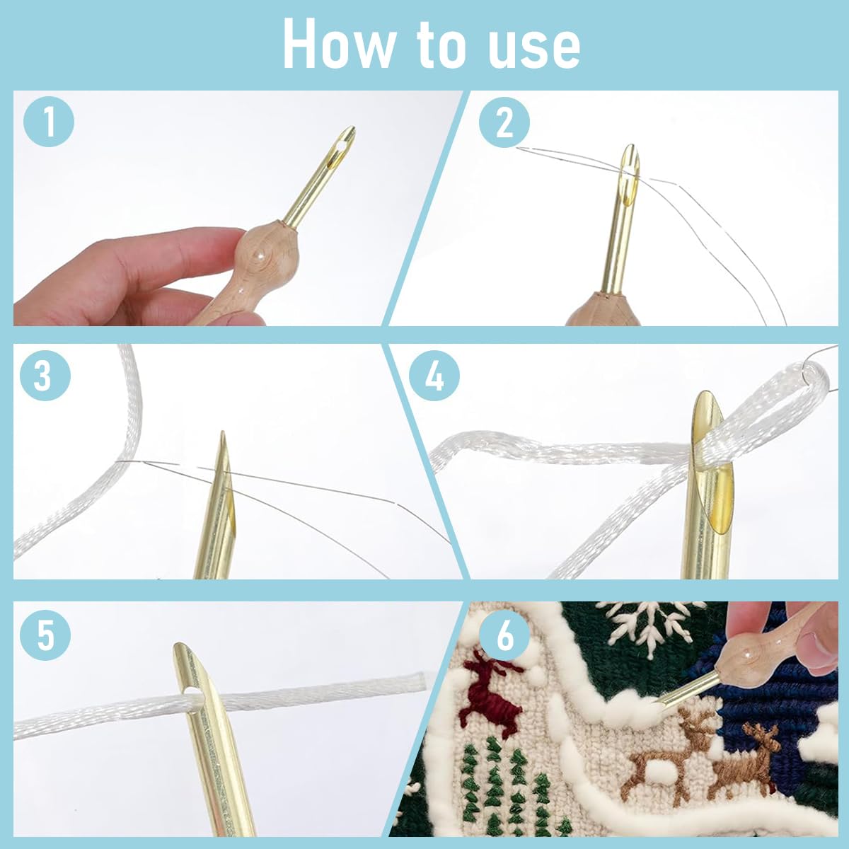 HASTHIP Embroidery Punch Needle Kit for DIY Crafting with Wooden Handle Tools | 35 Pcs Set