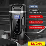 HASTHIP Car Electric Kettle 450ml for 12 24V Vehicle with LCD Temperature Display | 304 Stainless Steel Leak‑Proof Design