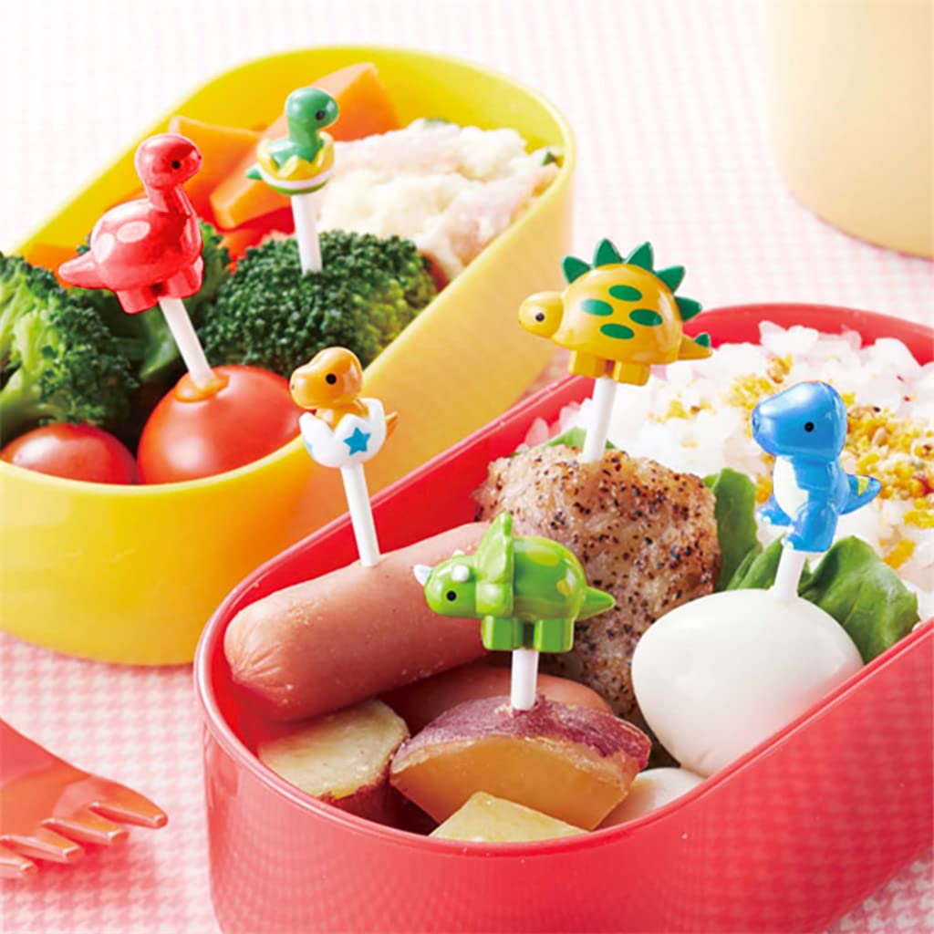 HASTHIP 6Pcs Food Fruit Forks for Kids, Dinosaur Cute Cartoon Fruit Food Toothpicks for Dessert Party Decor, Cute Mini Food Fruit Picks Forks for Toddler, Reusable, Food Grade Plastic (Random Color)