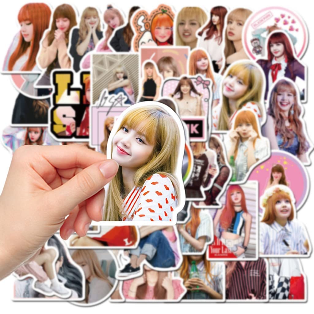 HASTHIP Lisa Sticker Pack for Laptop and Phone featuring 50 pcs PVC Waterproof Design | Gift for BLACKPINK Fans