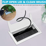 HASTHIP Wire Cable Hole Cover for Office Desk 160mm 80mm with Dust Proof Brush Silver