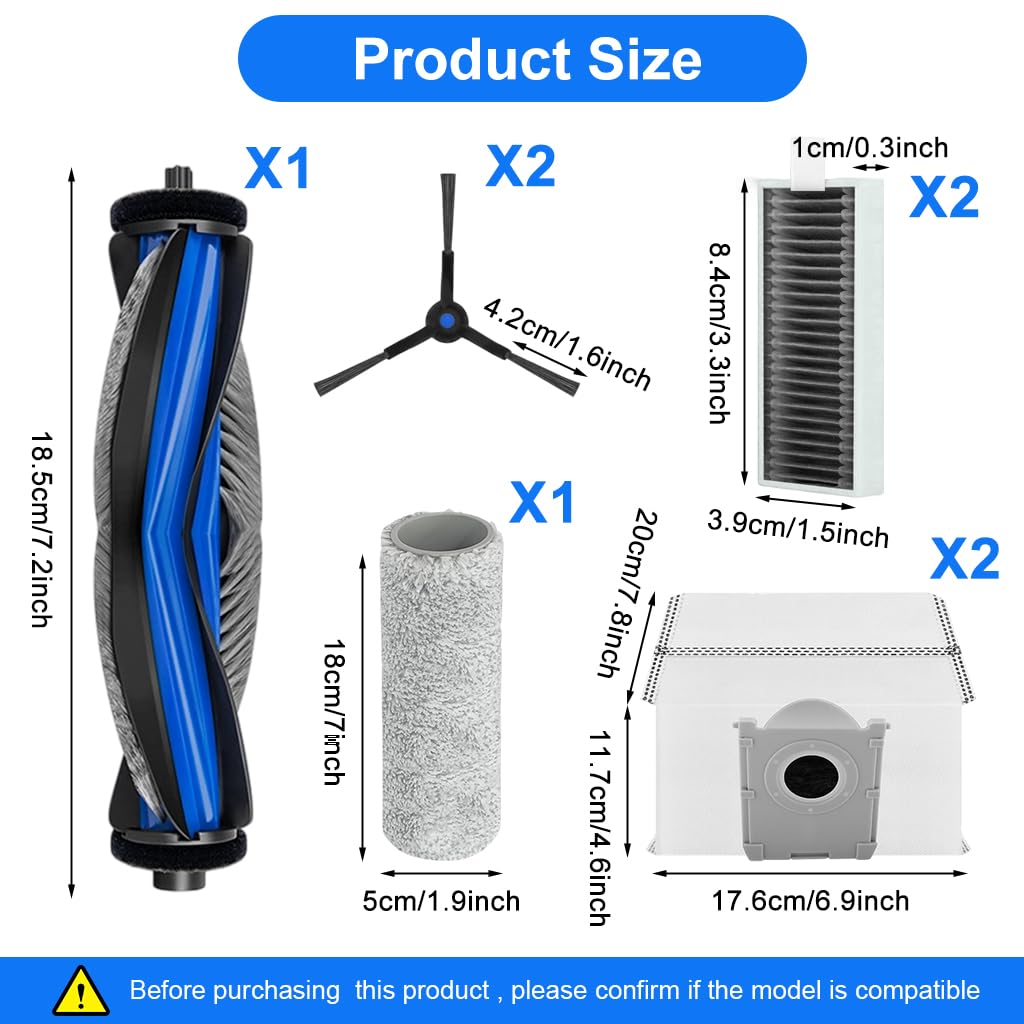 HASTHIP Replacement Parts for Ecovacs X8 PRO Omni Vacuum Cleaner 8Pcs Set with Filters & Brushes