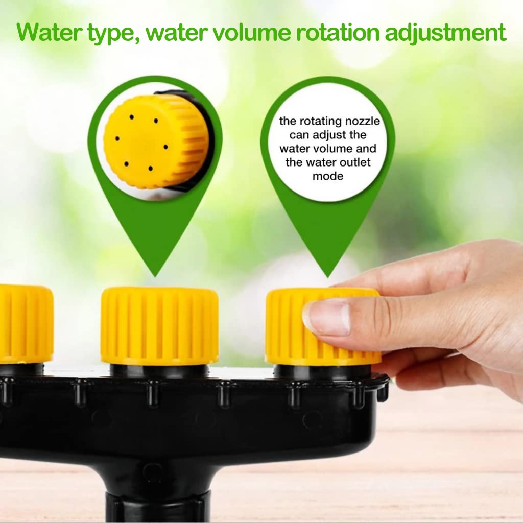 Garden Water Pipe Sprayer 4 Nozzle Irrigation Sprinkler Larger Irrigation Area Garden Sprayer Nozzle with Flow-Adjustment Connector