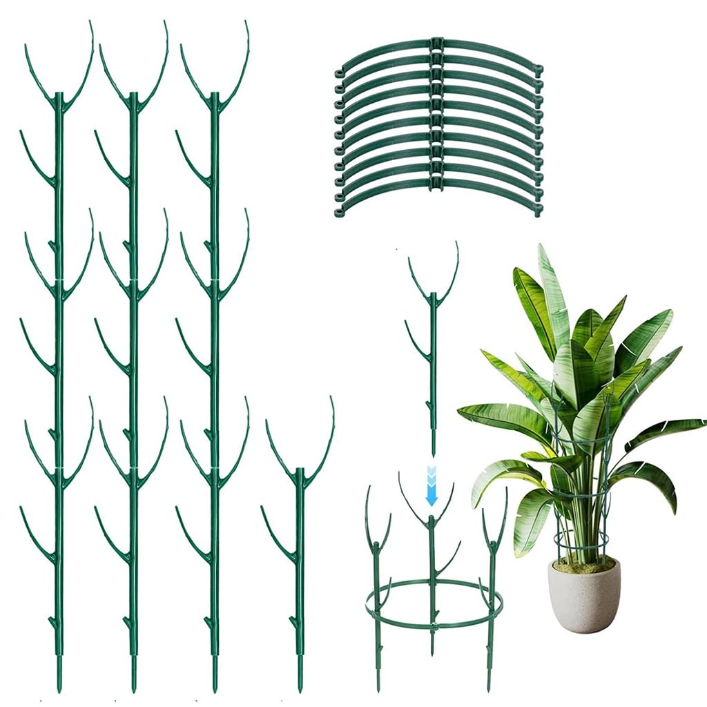 HASTHIP Plant Support Kit for Planters with 10 Frames and 11 in Stakes | Adjustable Circular Design