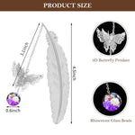 HASTHIP Metal Feather Bookmark for Reading and Gifting with 3D Butterfly & Glass Bead | 2 PCS Copper Set