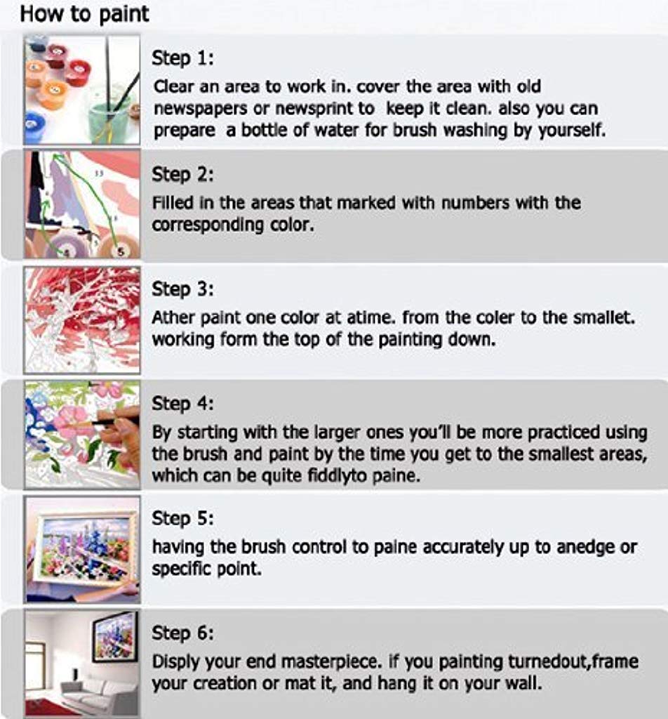 HASTHIP Paint by Numbers Kit for Adults with Brushes 16 x 20 in Canvas | DIY Room Art