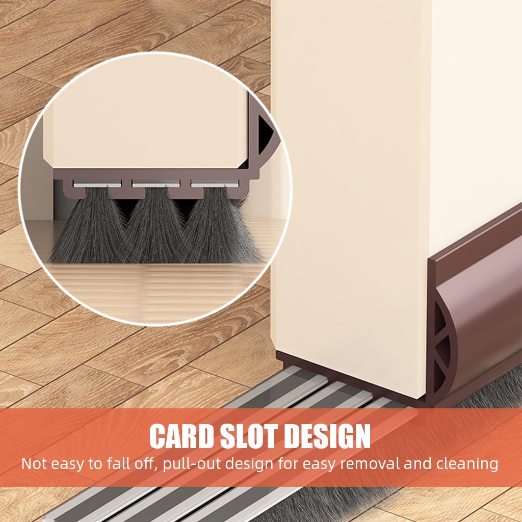 HASTHIP Door Draft Stopper 35 Inch for Interior and Exterior Doors with Brush Seal | Self Adhesive PVC Noise and Dust Blocker