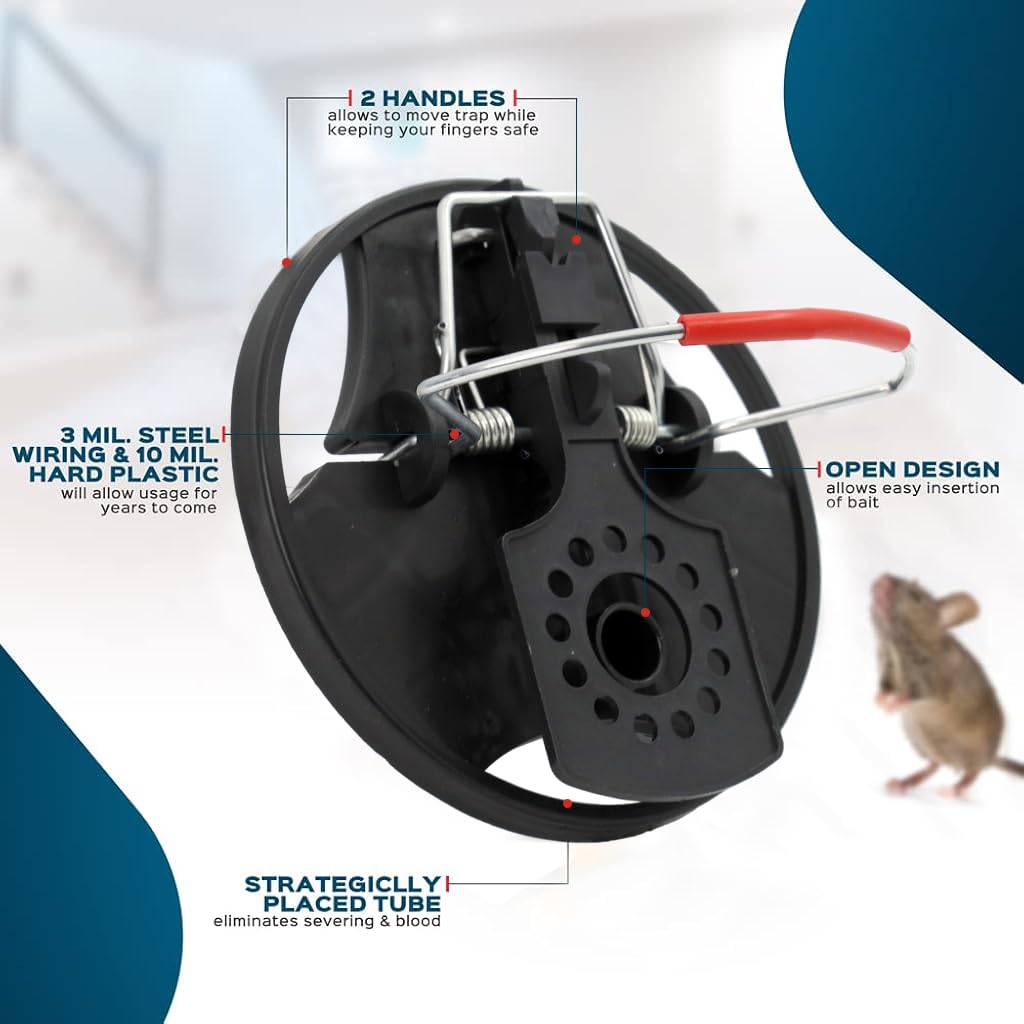 HASTHIP Rat Trap for Home and Garden featuring Quick Response Spring Mechanism | 2 Pcs Reusable PP Design