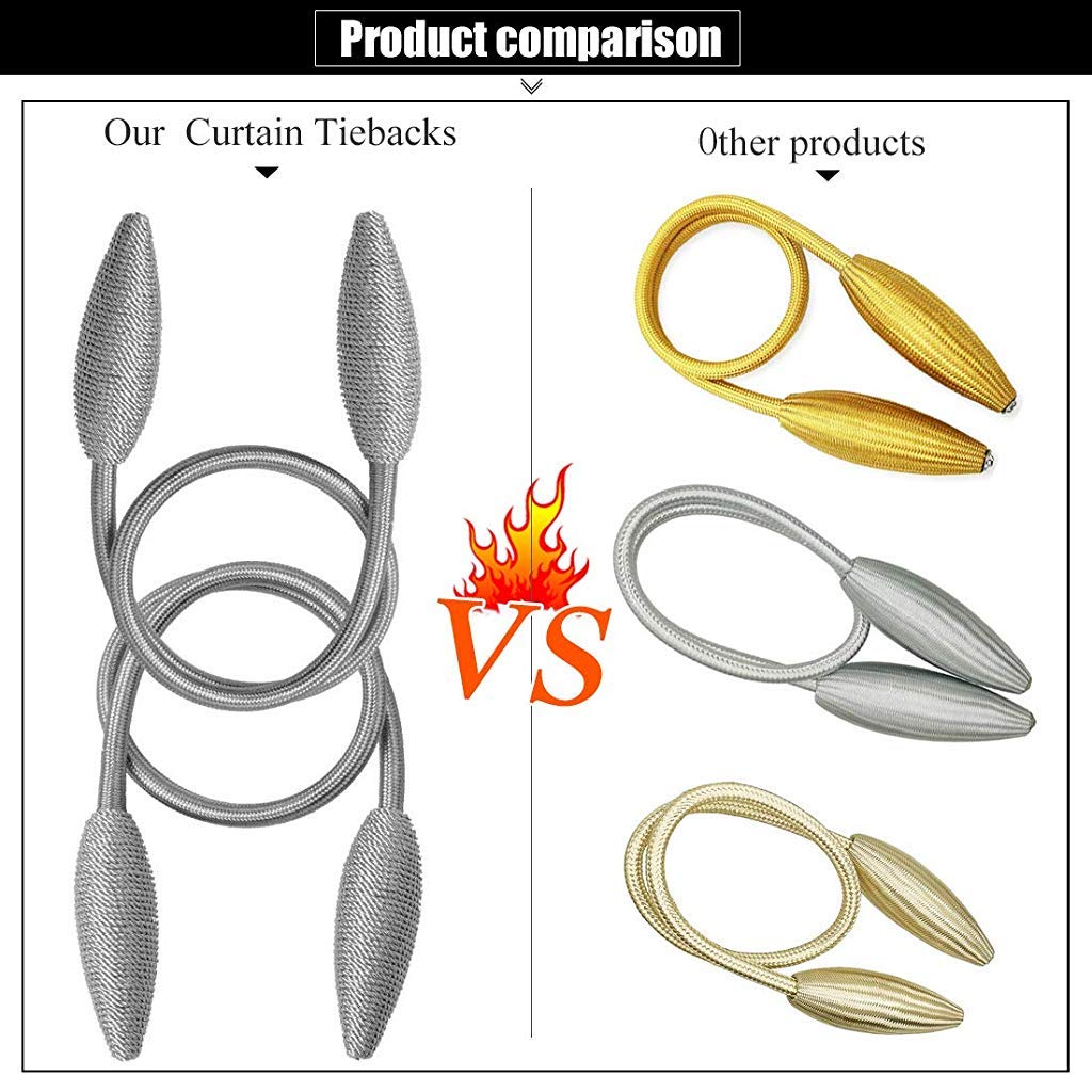 HASTHIP® Polyester Woven, Alloy Curtain Hooks, Free Size, Grey, 4 Pieces