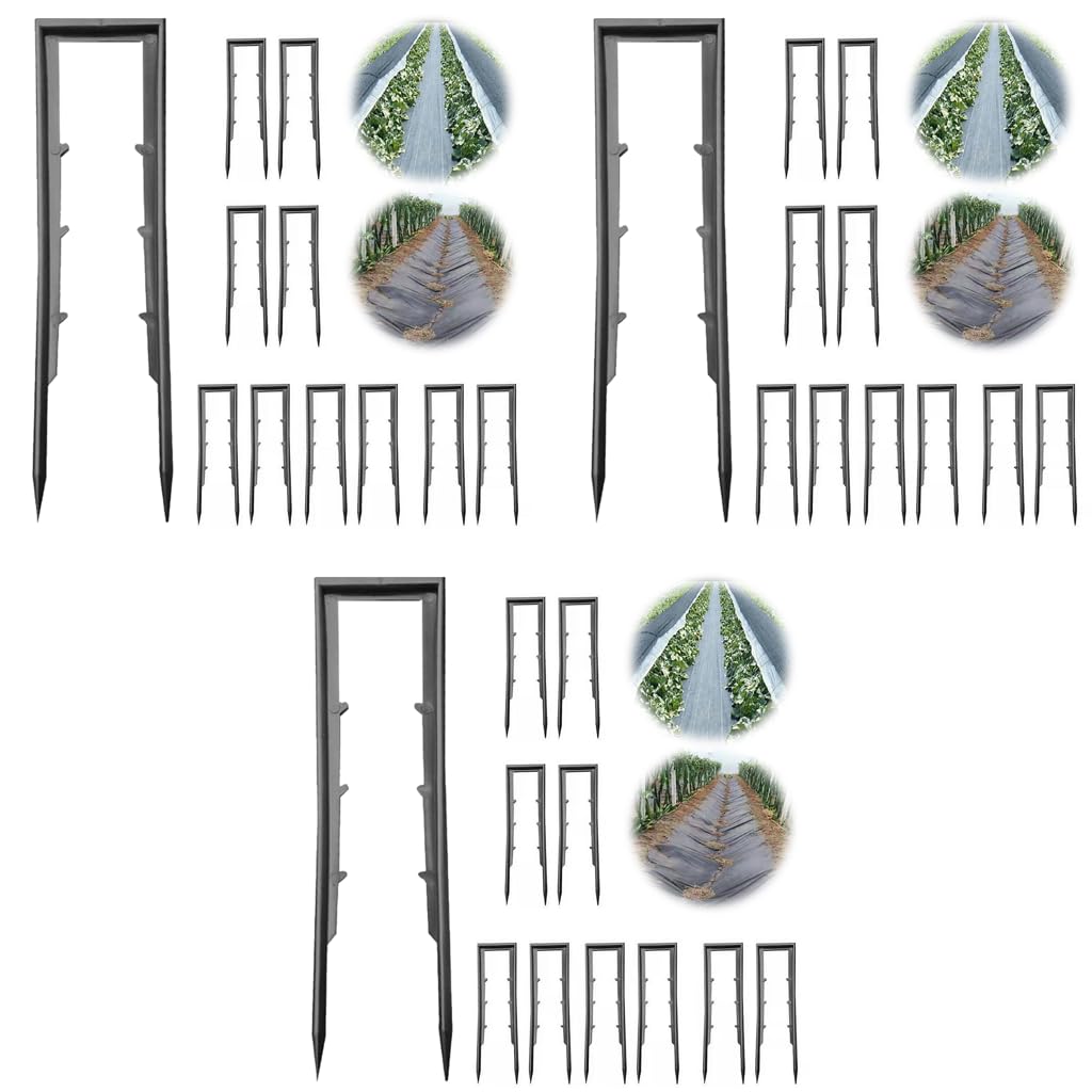 HASTHIP Plastic Garden Landscape Stakes for Weed Barrier Fabric 4cm x 15cm 300 pcs | U Shaped Anchoring Pegs