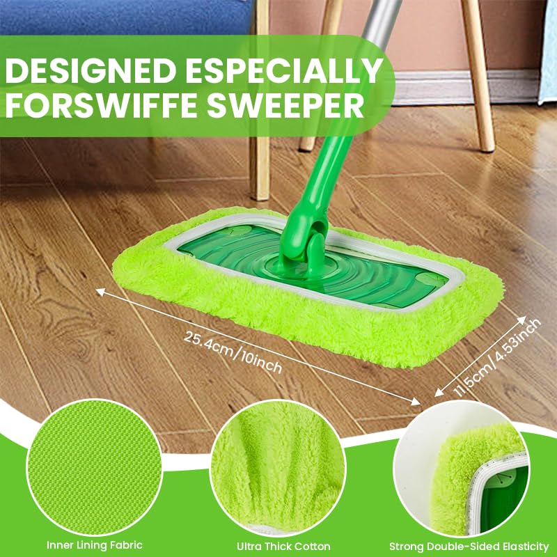HASTHIP Reusable Microfiber Mop Pads for Wet and Dry Floor Cleaning with Elastic Edge | 3 Pack