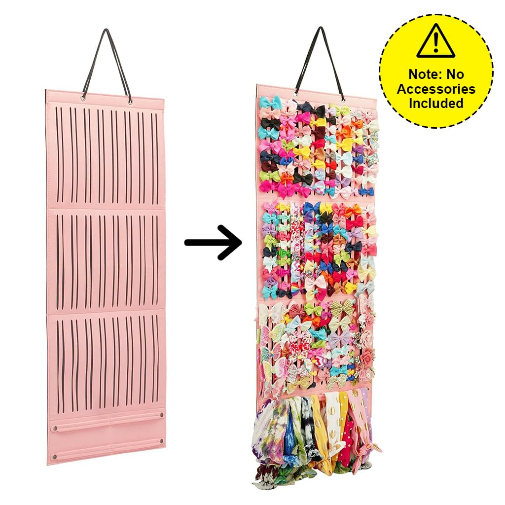 HASTHIP® Hair Accessories Organizer for Girls Bow Hair Clip Storage Hairband Organizer for Girls 3-Layer Large Capacity Wall Hanging Hair Bows Holder Displaying Rack for Baby Girl Kids Women