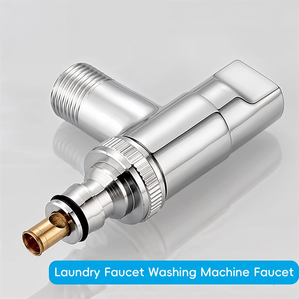 HASTHIP Laundry Faucet for Washing Machine and Dishwasher with 1/2 inch Fitting | Brass Chrome Finish Featuring Automatic Shut Off