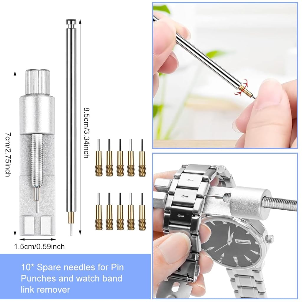 HASTHIP® Watch Repair Tool Kit, Tool Kit for Watch Strap with Carrying Case, Battery Replacement Kit, Case Opener Spring Bars, Band Link Pin Set with Carrying Case & Instruction Manual