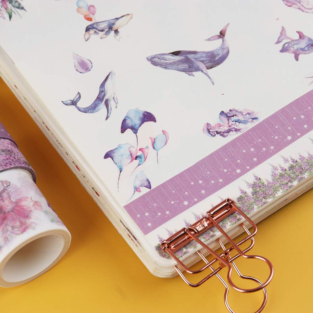 HASTHIP Washi Tape Set for Scrapbooking and Journals with 20 Rolls 3 Sizes 10 15 30mm | Marine Sea Design