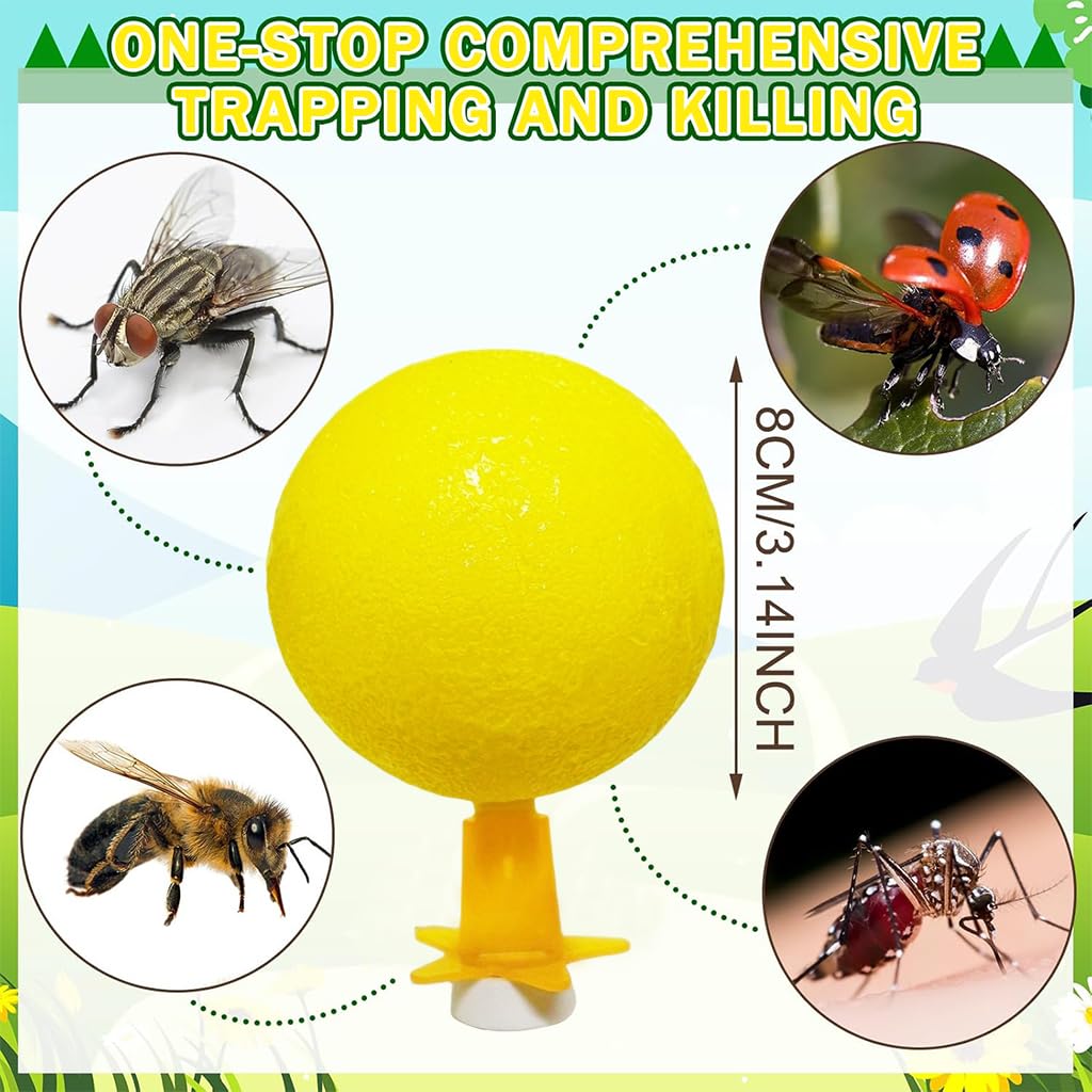 HASTHIP USB Fly Trap Balls for Kitchen and Living Room with LED Attractant Light | 3.15 in Yellow Sticky Pest Control